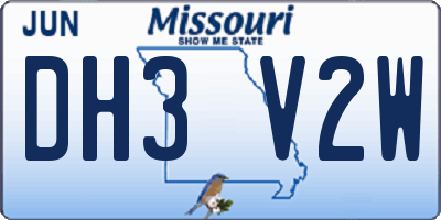 MO license plate DH3V2W