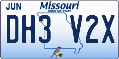 MO license plate DH3V2X