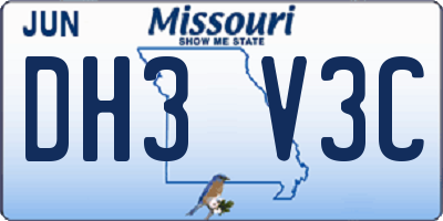 MO license plate DH3V3C