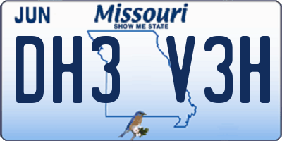 MO license plate DH3V3H