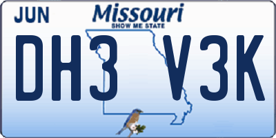MO license plate DH3V3K