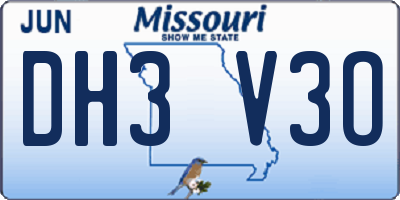 MO license plate DH3V3O
