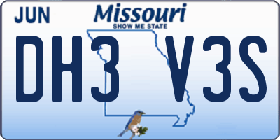 MO license plate DH3V3S