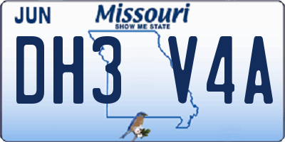 MO license plate DH3V4A