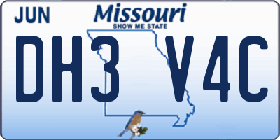 MO license plate DH3V4C