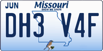 MO license plate DH3V4F