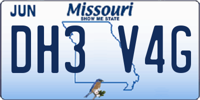 MO license plate DH3V4G
