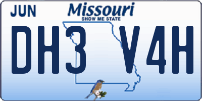 MO license plate DH3V4H