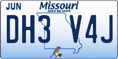 MO license plate DH3V4J