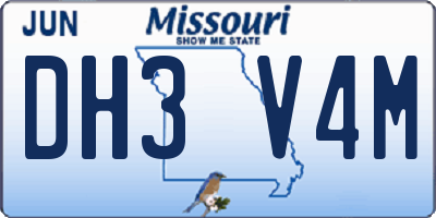 MO license plate DH3V4M