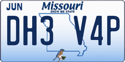 MO license plate DH3V4P