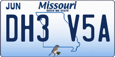 MO license plate DH3V5A