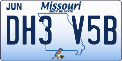 MO license plate DH3V5B