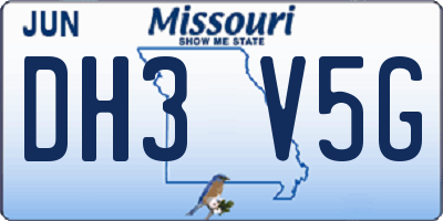 MO license plate DH3V5G