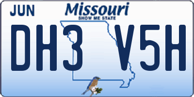MO license plate DH3V5H