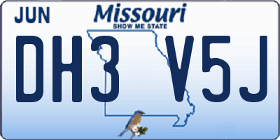 MO license plate DH3V5J