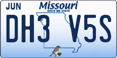 MO license plate DH3V5S