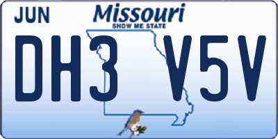 MO license plate DH3V5V
