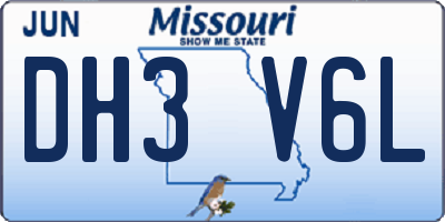 MO license plate DH3V6L