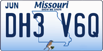 MO license plate DH3V6Q