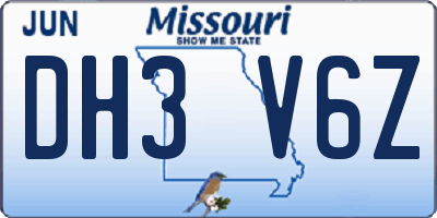 MO license plate DH3V6Z