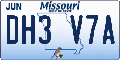 MO license plate DH3V7A