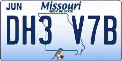 MO license plate DH3V7B