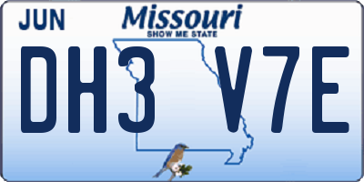 MO license plate DH3V7E