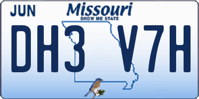 MO license plate DH3V7H