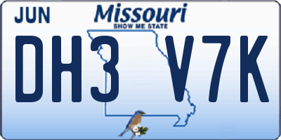 MO license plate DH3V7K