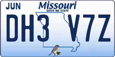 MO license plate DH3V7Z