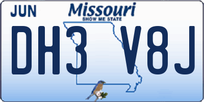 MO license plate DH3V8J