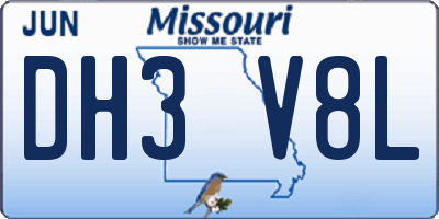 MO license plate DH3V8L