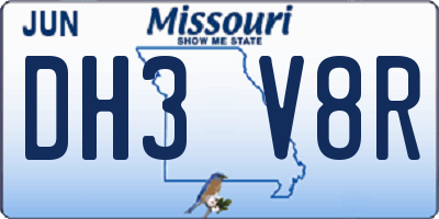 MO license plate DH3V8R