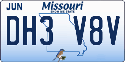 MO license plate DH3V8V