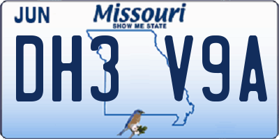 MO license plate DH3V9A