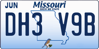MO license plate DH3V9B