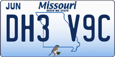 MO license plate DH3V9C
