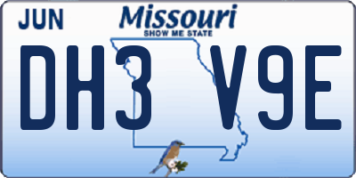 MO license plate DH3V9E