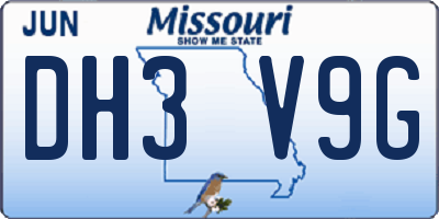 MO license plate DH3V9G