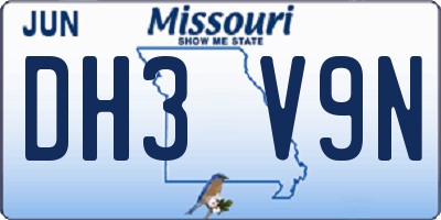 MO license plate DH3V9N