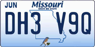 MO license plate DH3V9Q
