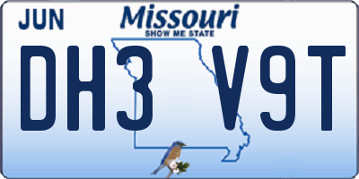 MO license plate DH3V9T