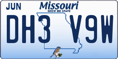 MO license plate DH3V9W