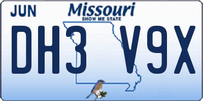 MO license plate DH3V9X