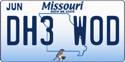 MO license plate DH3W0D