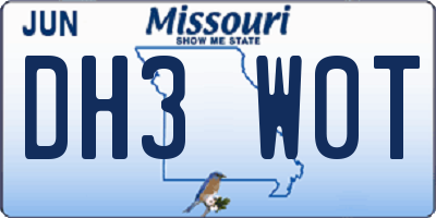 MO license plate DH3W0T