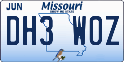 MO license plate DH3W0Z