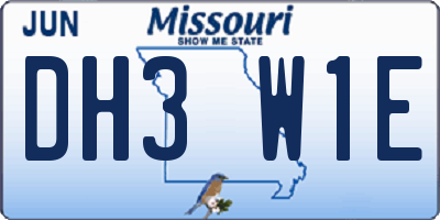 MO license plate DH3W1E