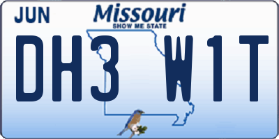 MO license plate DH3W1T